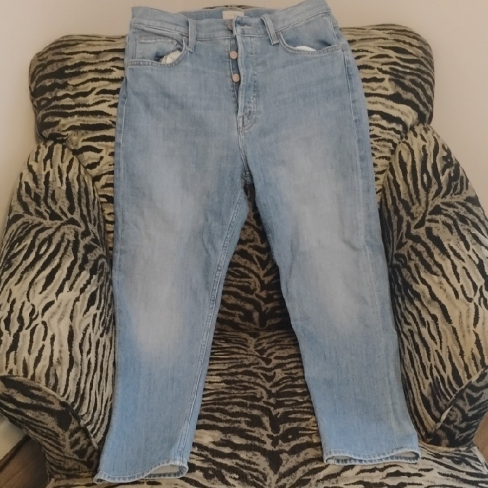 MOTHER Sky Blue Cropped Jeans